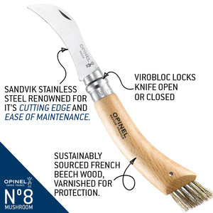 Opinel No.8 Stainless Steel Mushroom Knife