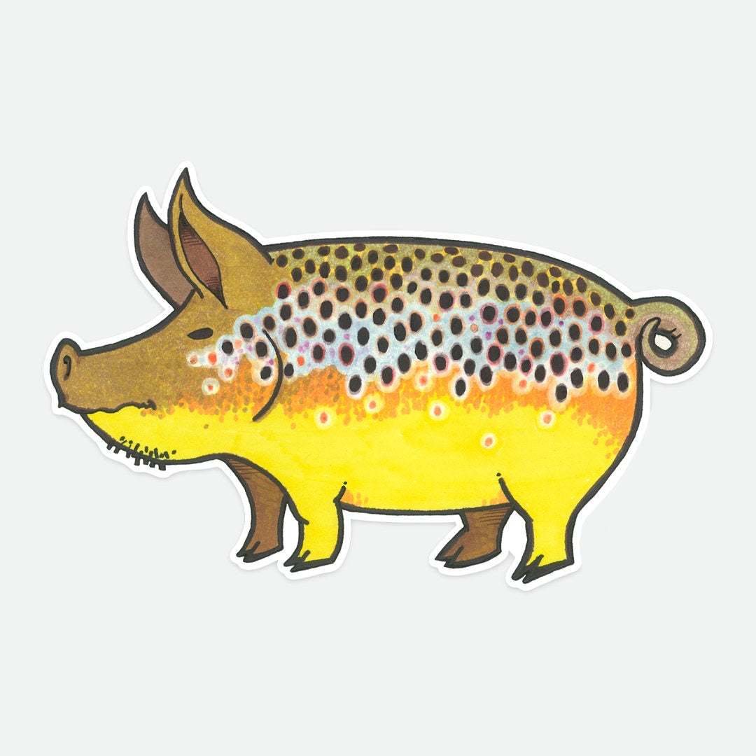 Pig Brown Trout Decal Sticker